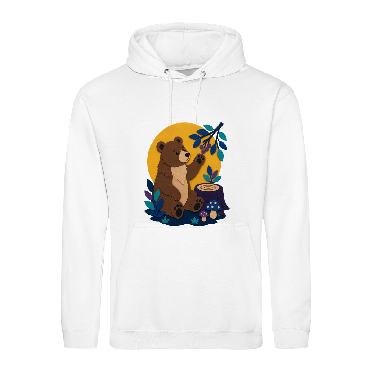 Bear's Woodland Wave Adult Hoodie - Felt & Fauna Arctic White colour variant image