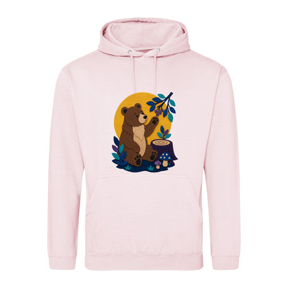 Bear's Woodland Wave Adult Hoodie - Felt & Fauna Baby Pink colour variant image