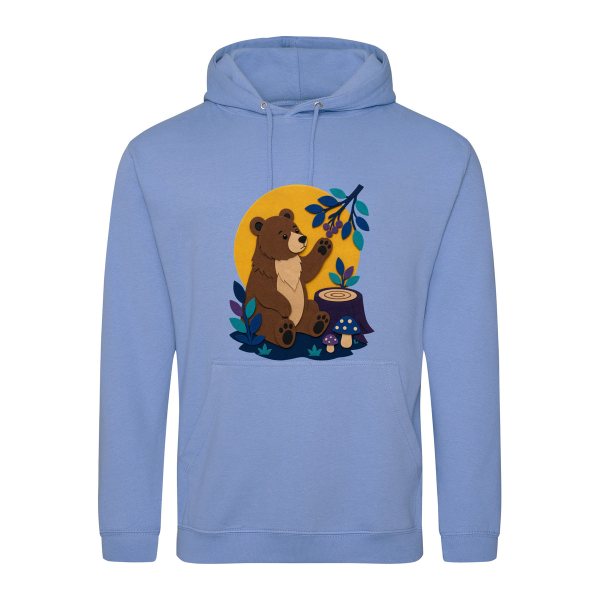 Bear's Woodland Wave Adult Hoodie - Felt & Fauna Cornflower Blue colour variant image