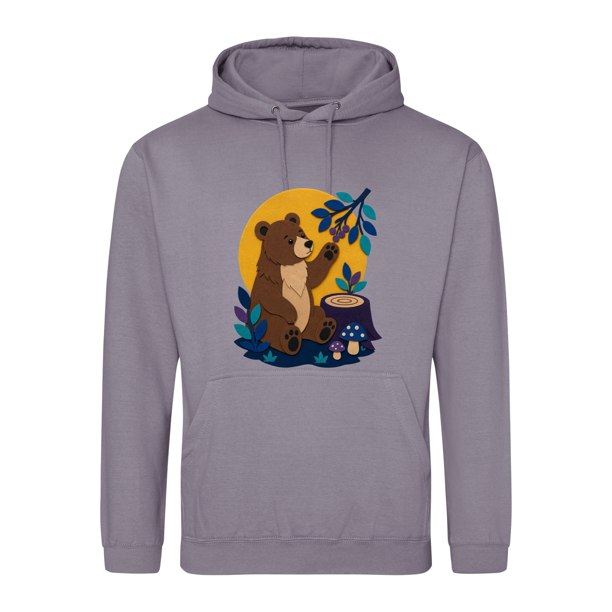 Bear's Woodland Wave Adult Hoodie - Felt & Fauna Dusty Lilac colour variant image