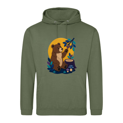 Bear's Woodland Wave Adult Hoodie - Felt & Fauna Earthy Green colour variant image