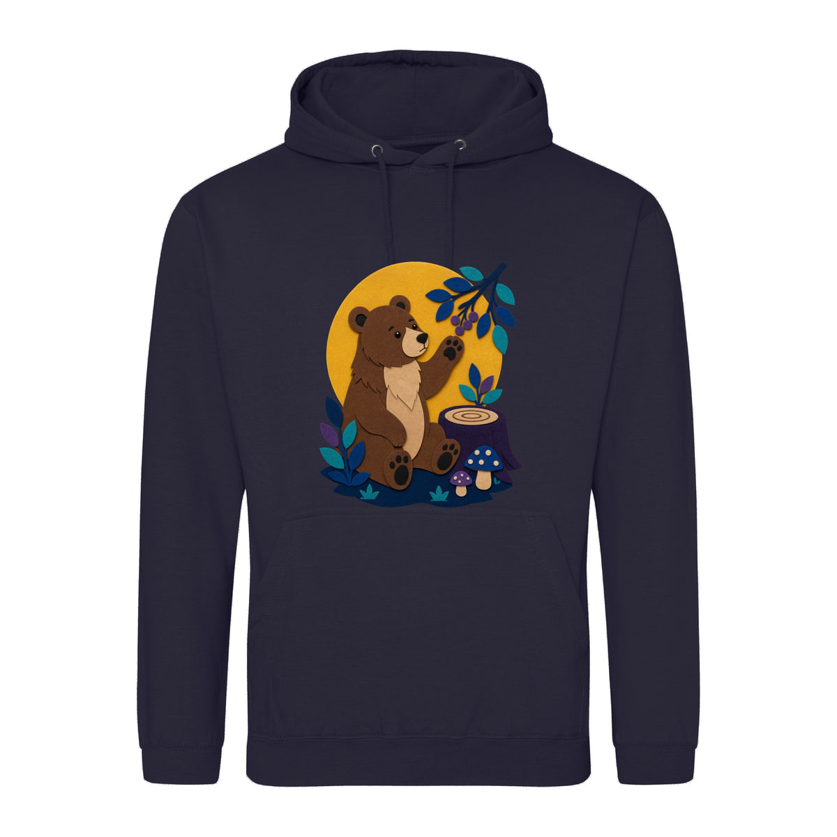Bear's Woodland Wave Adult Hoodie - Felt & Fauna French Navy colour variant image