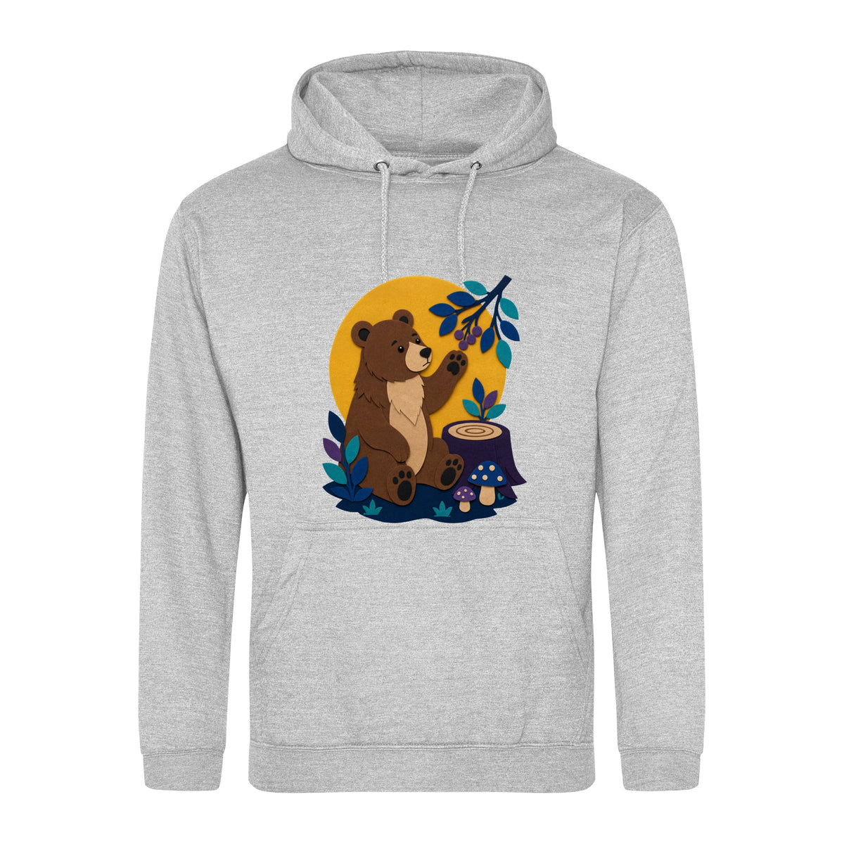 Bear's Woodland Wave Adult Hoodie - Felt & Fauna Heather Grey colour variant image