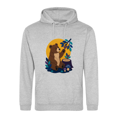 Bear's Woodland Wave Adult Hoodie - Felt & Fauna Heather Grey colour variant image