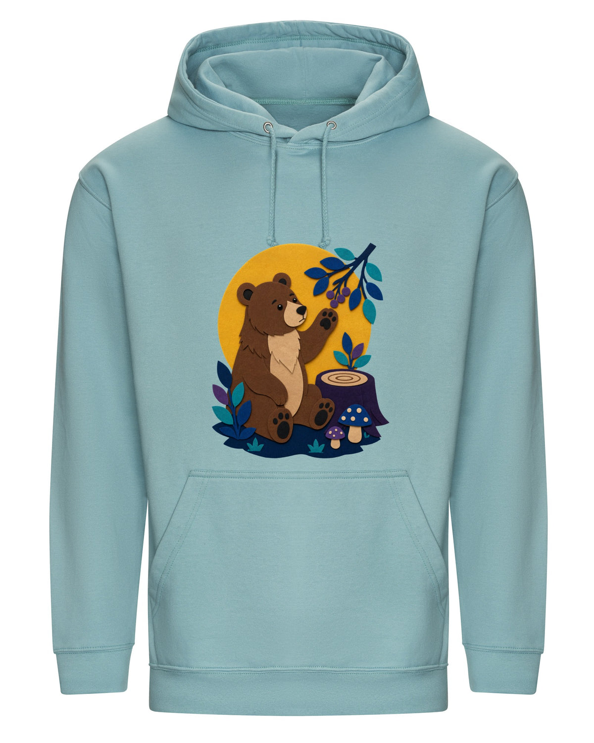 Bear's Woodland Wave Adult Hoodie - Felt & Fauna Seafoam colour variant image