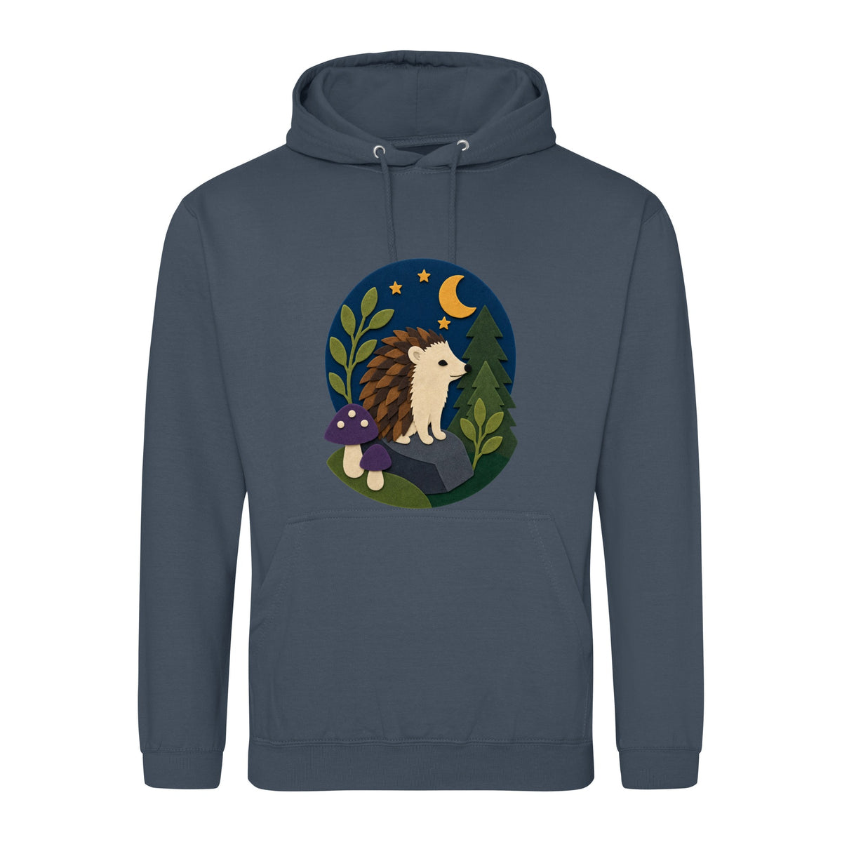 Hedgehog Under the Stars Adult Hoodie - Felt & Fauna Airforce Blue colour variant image
