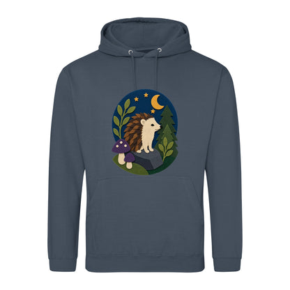 Hedgehog Under the Stars Adult Hoodie - Felt & Fauna Airforce Blue colour variant image