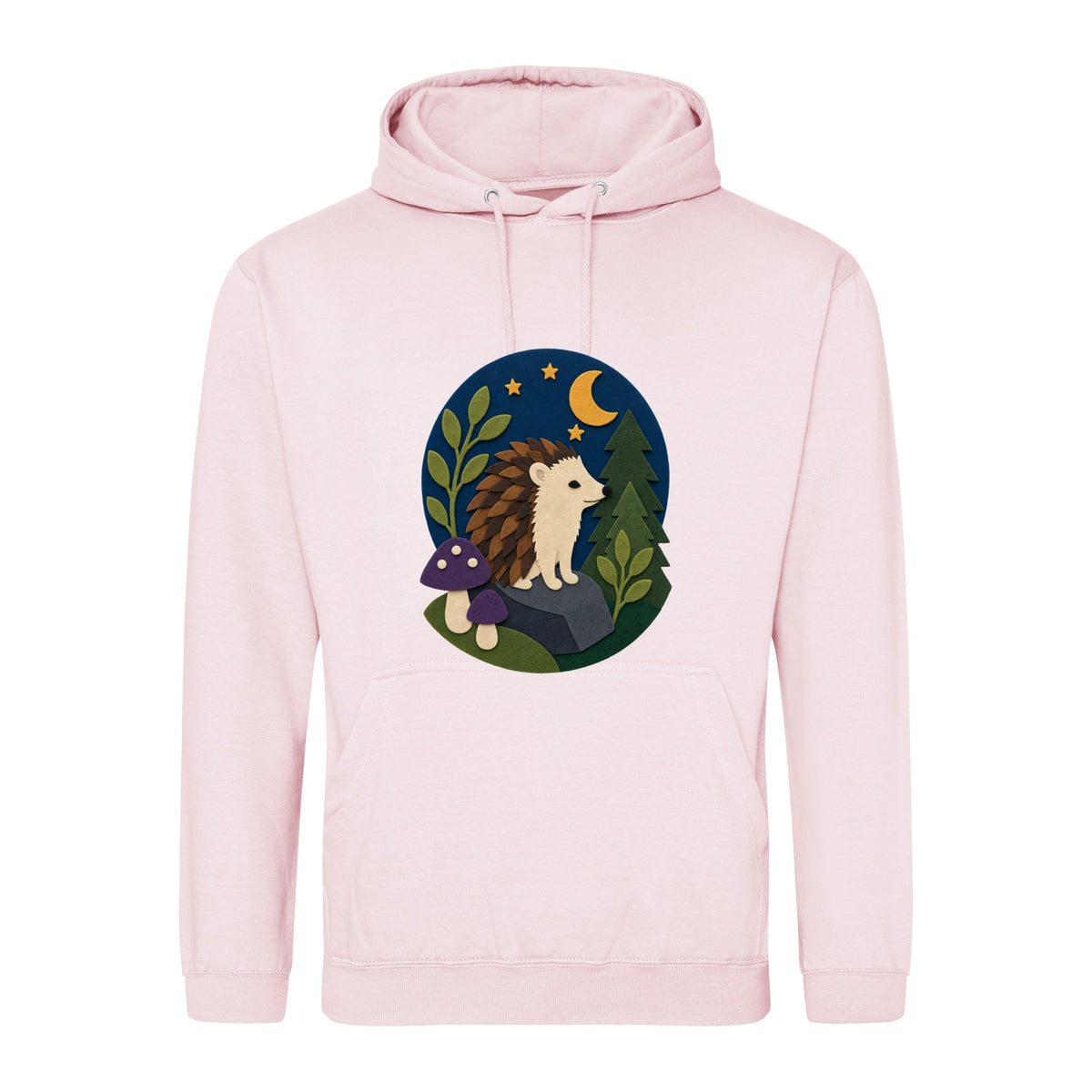 Hedgehog Under the Stars Adult Hoodie - Felt & Fauna Baby Pink colour variant image
