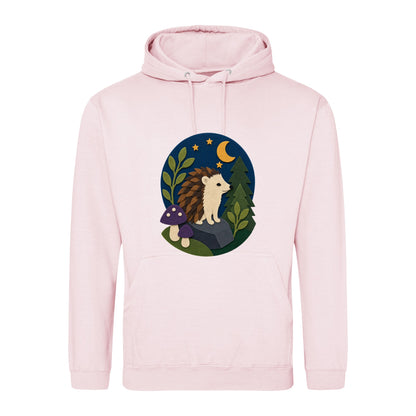 Hedgehog Under the Stars Adult Hoodie - Felt & Fauna Baby Pink colour variant image