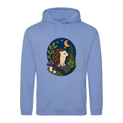 Hedgehog Under the Stars Adult Hoodie - Felt & Fauna Cornflower Blue colour variant image