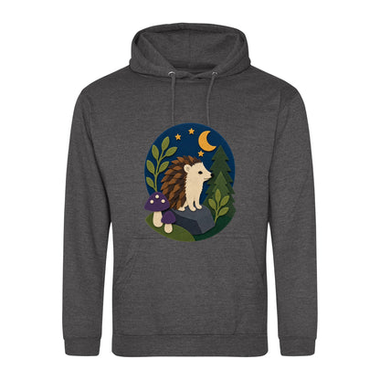 Hedgehog Under the Stars Adult Hoodie - Felt & Fauna Charcoal colour variant image
