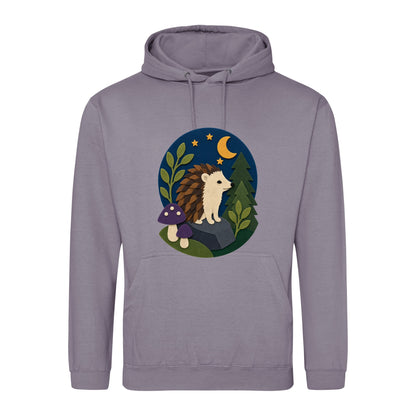 Hedgehog Under the Stars Adult Hoodie - Felt & Fauna Dusty Lilac colour variant image