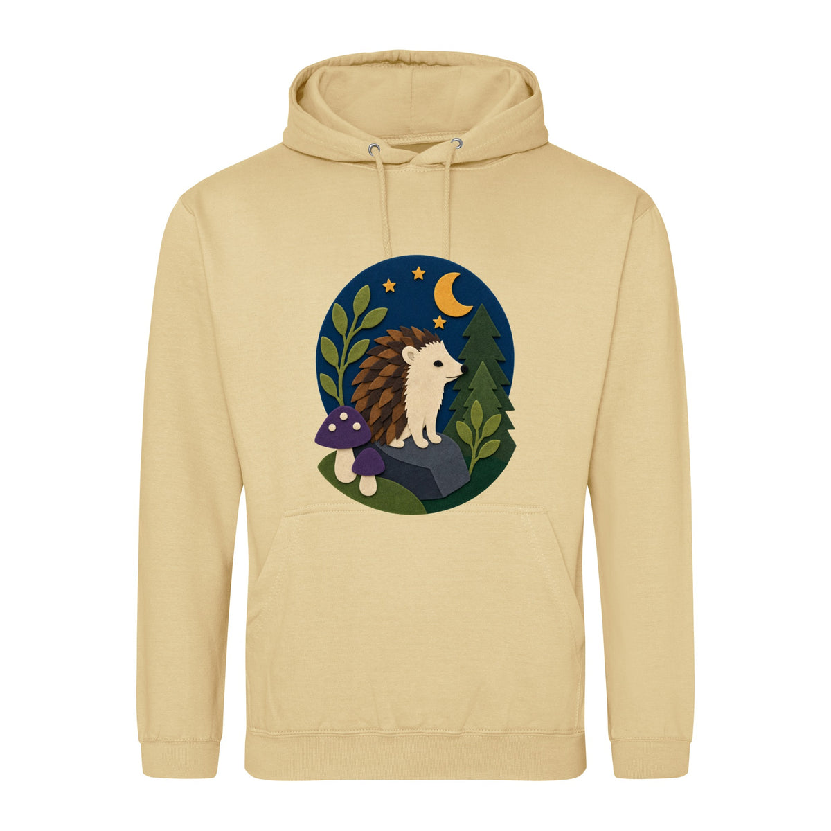 Hedgehog Under the Stars Adult Hoodie - Felt & Fauna Desert Sand colour variant image