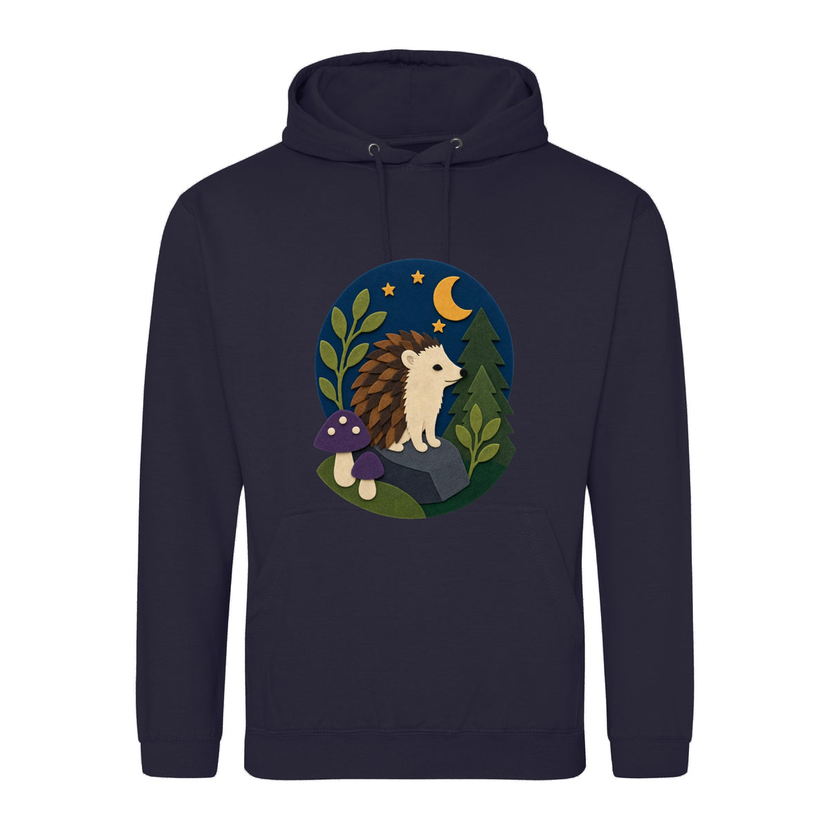 Hedgehog Under the Stars Adult Hoodie - Felt & Fauna French Navy colour variant image