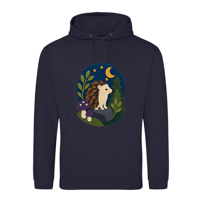 Hedgehog Under the Stars Adult Hoodie - Felt & Fauna French Navy colour variant image