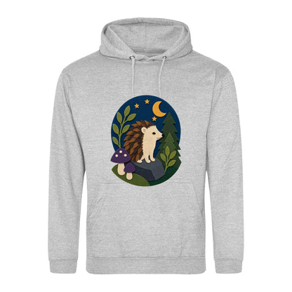 Hedgehog Under the Stars Adult Hoodie - Felt & Fauna Heather Grey colour variant image