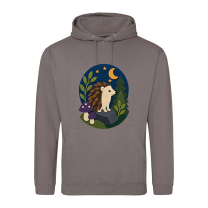 Hedgehog Under the Stars Adult Hoodie - Felt & Fauna Mocha Brown colour variant image