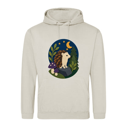 Hedgehog Under the Stars Adult Hoodie - Felt & Fauna Natural Stone colour variant image