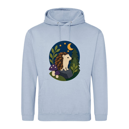 Hedgehog Under the Stars Adult Hoodie - Felt & Fauna Sky Blue colour variant image