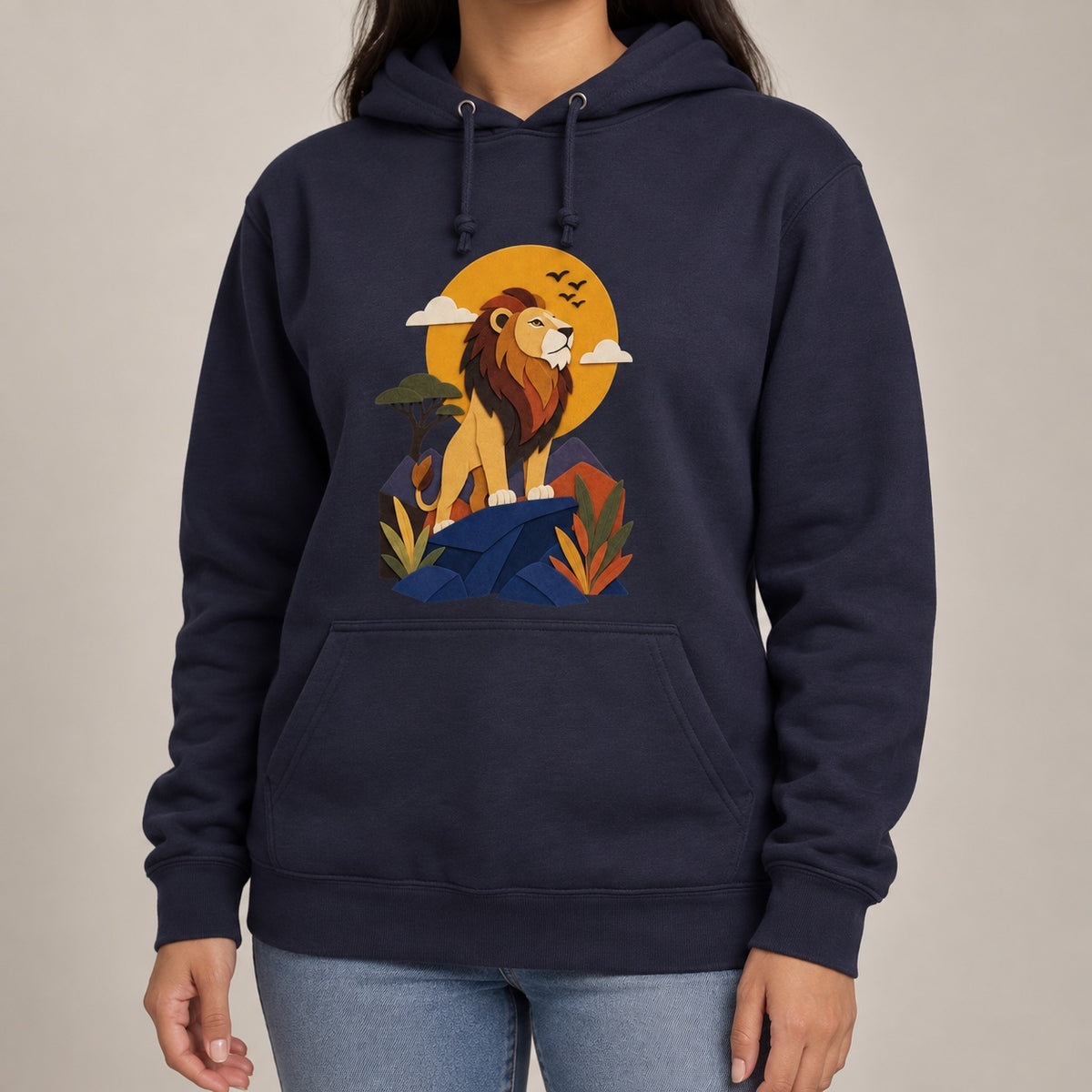 Lion on the Lookout Adult Hoodie - Felt & Fauna lead image