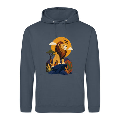 Lion on the Lookout Adult Hoodie - Felt & Fauna Airforce Blue colour variant image