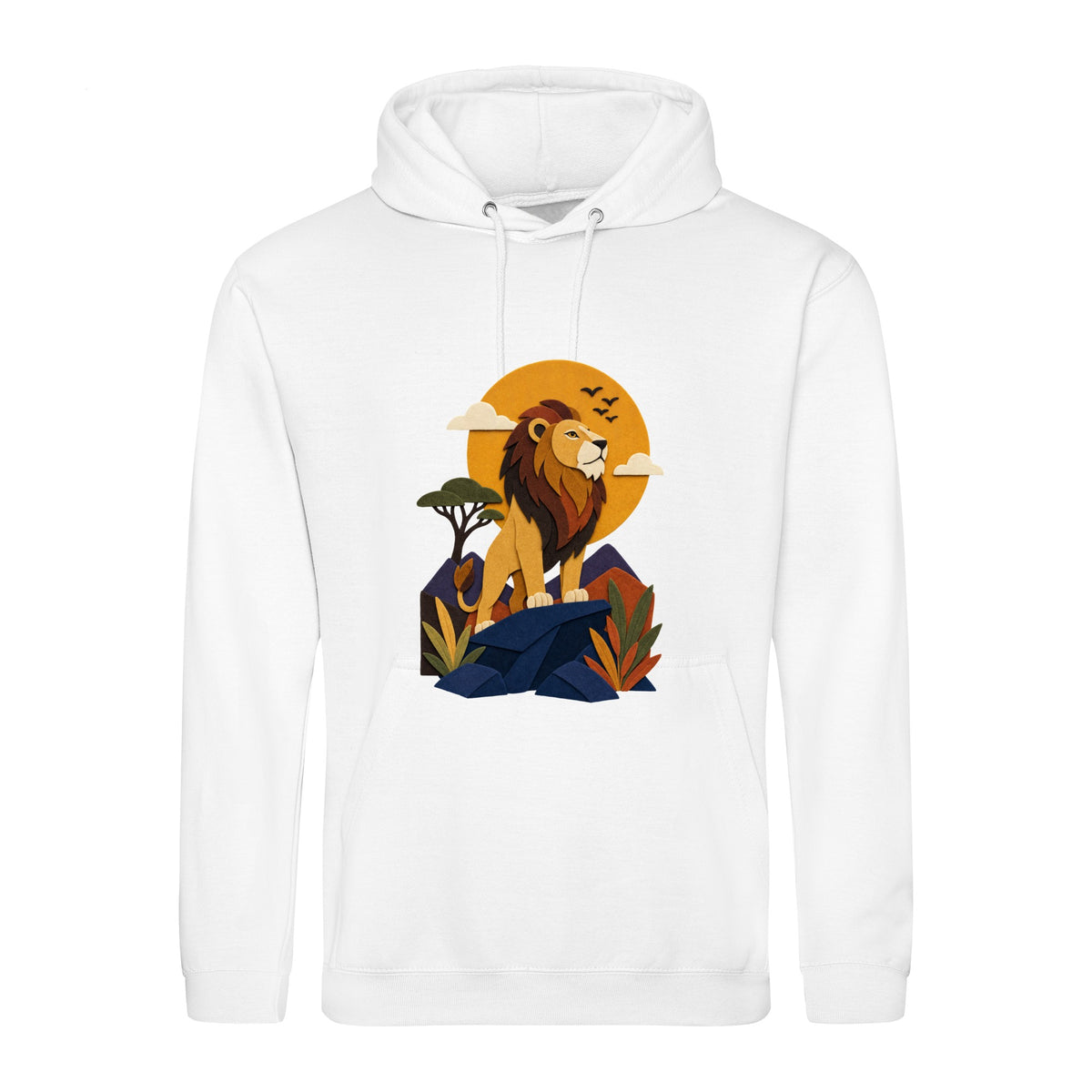 Lion on the Lookout Adult Hoodie - Felt & Fauna Arctic White colour variant image