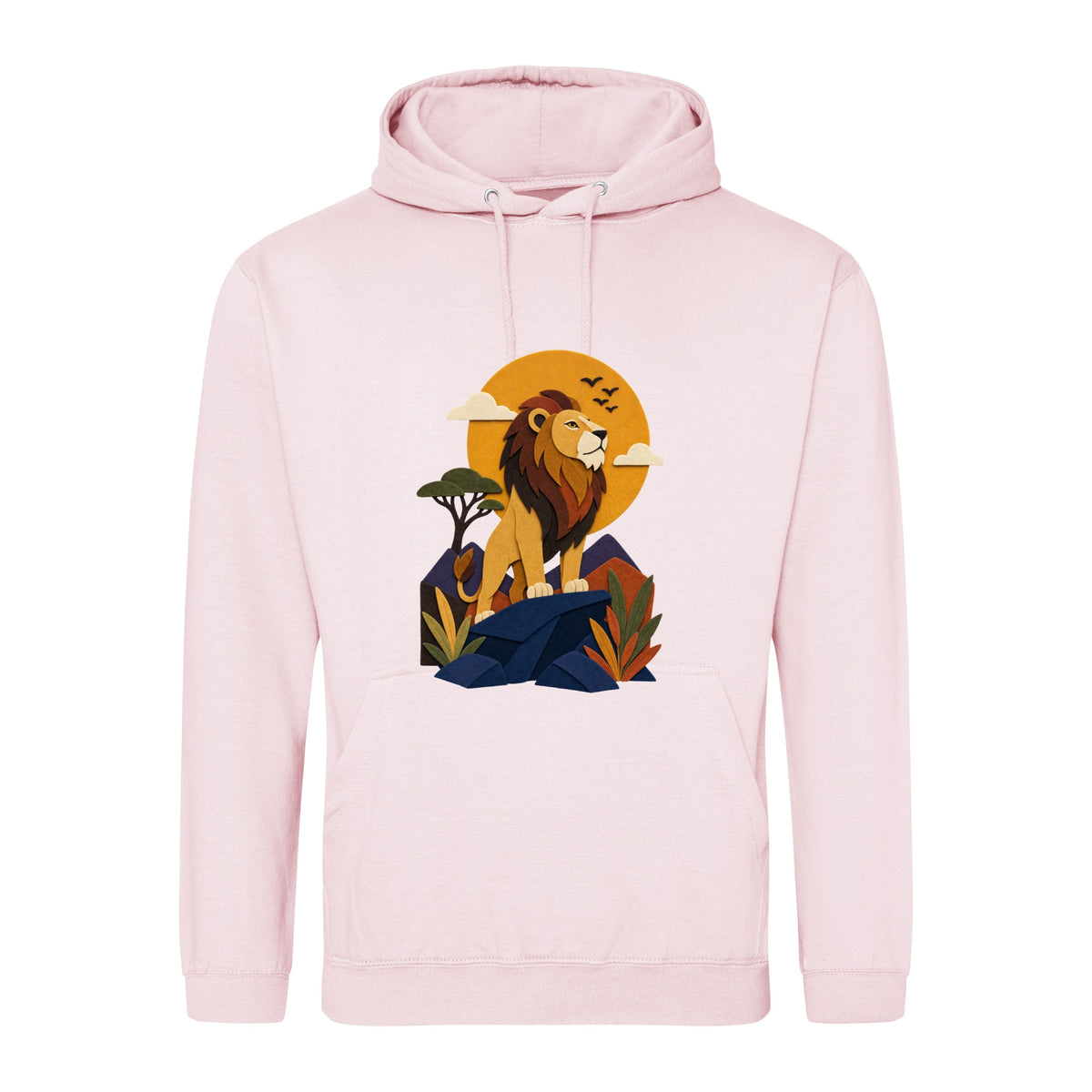 Lion on the Lookout Adult Hoodie - Felt & Fauna Baby Pink colour variant image