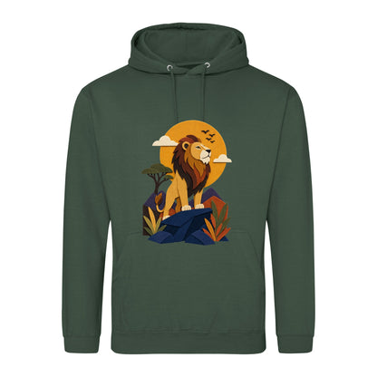 Lion on the Lookout Adult Hoodie - Felt & Fauna Bottle Green colour variant image
