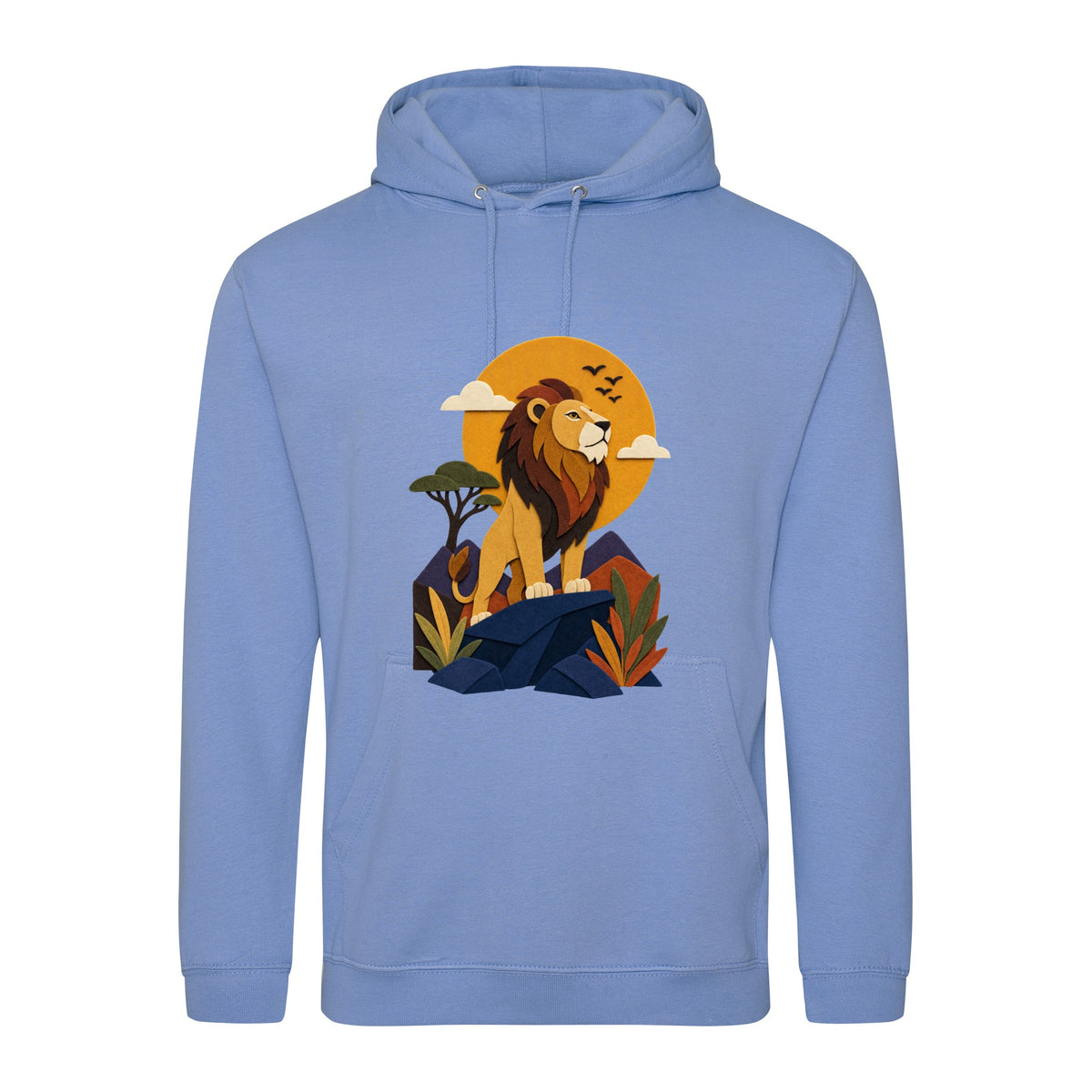 Lion on the Lookout Adult Hoodie - Felt & Fauna Cornflower Blue colour variant image