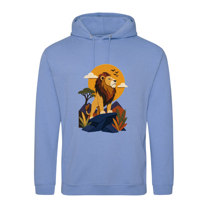 Lion on the Lookout Adult Hoodie - Felt & Fauna Cornflower Blue colour variant image