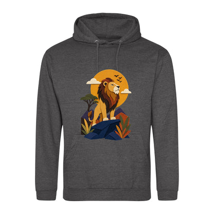Lion on the Lookout Adult Hoodie - Felt & Fauna Charcoal colour variant image