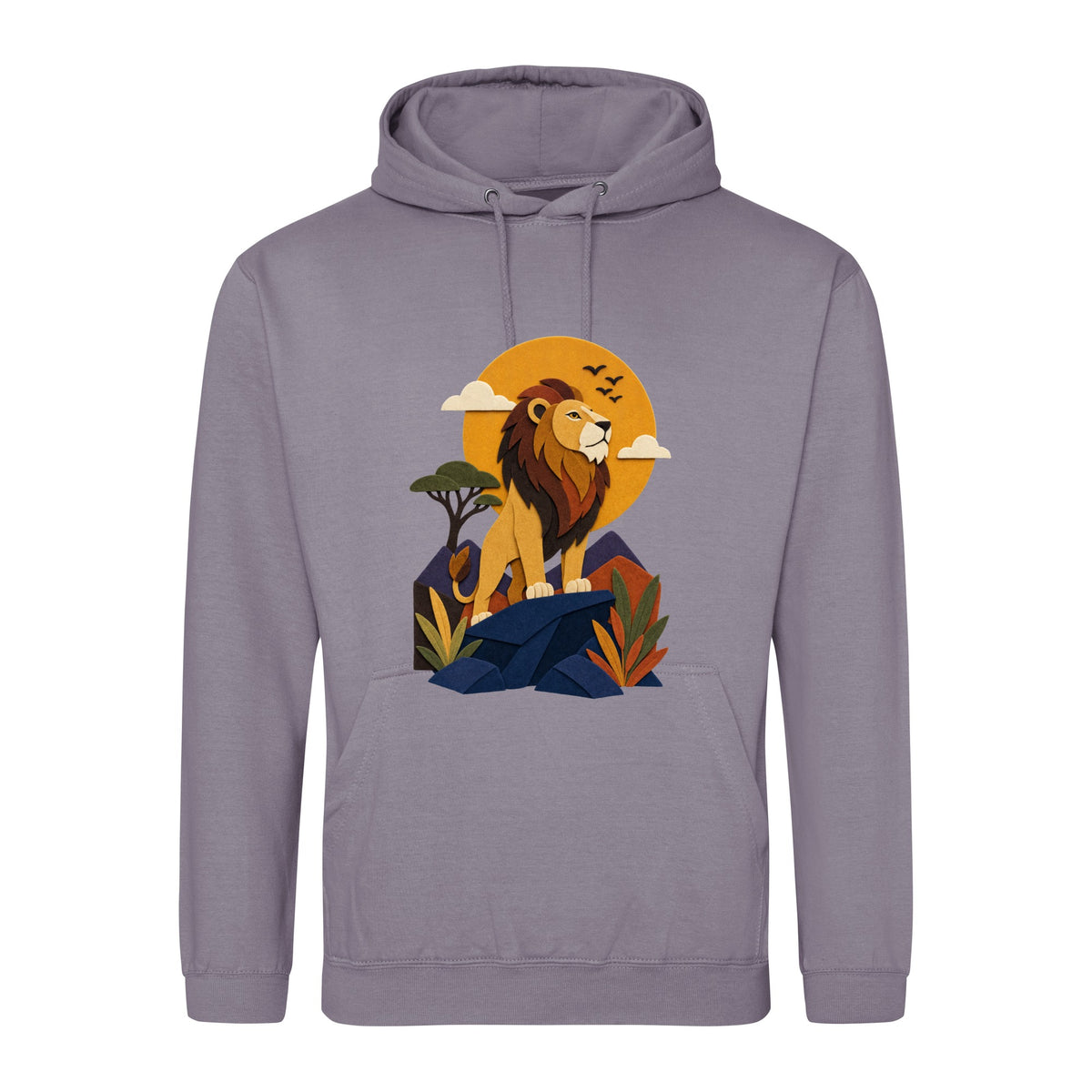Lion on the Lookout Adult Hoodie - Felt & Fauna Dusty Lilac colour variant image