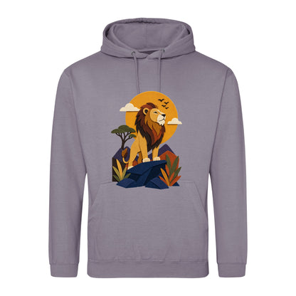 Lion on the Lookout Adult Hoodie - Felt & Fauna Dusty Lilac colour variant image