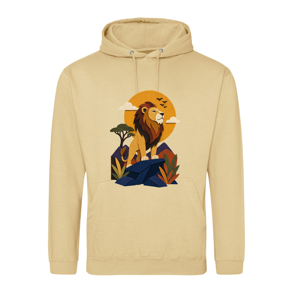 Lion on the Lookout Adult Hoodie - Felt & Fauna Desert Sand colour variant image