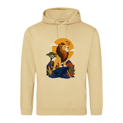 Lion on the Lookout Adult Hoodie - Felt & Fauna Desert Sand colour variant image