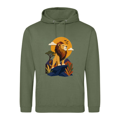 Lion on the Lookout Adult Hoodie - Felt & Fauna Earthy Green colour variant image