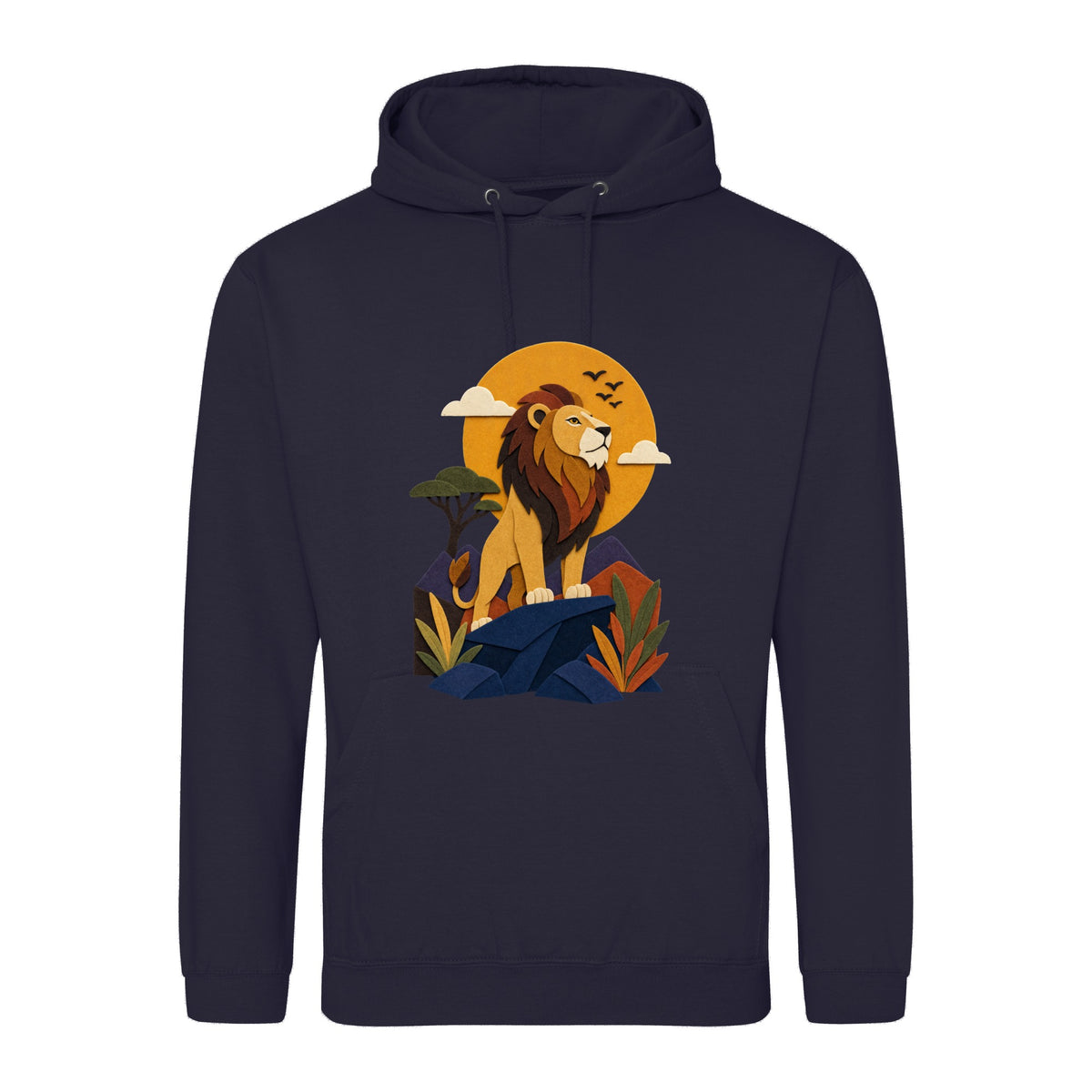 Lion on the Lookout Adult Hoodie - Felt & Fauna French Navy colour variant image