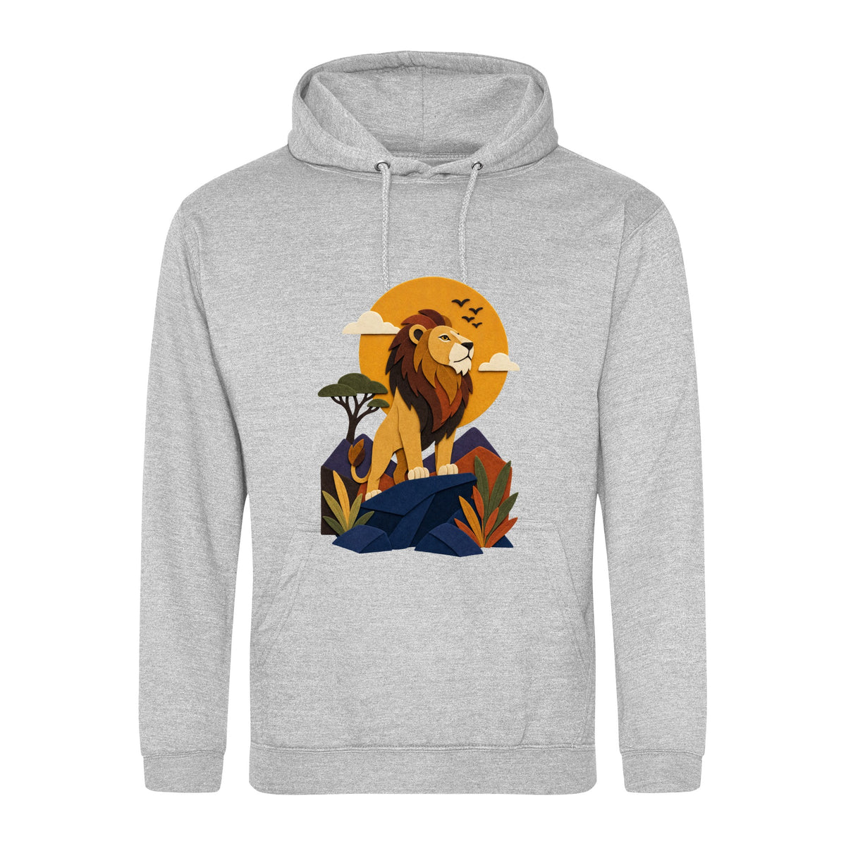 Lion on the Lookout Adult Hoodie - Felt & Fauna Heather Grey colour variant image