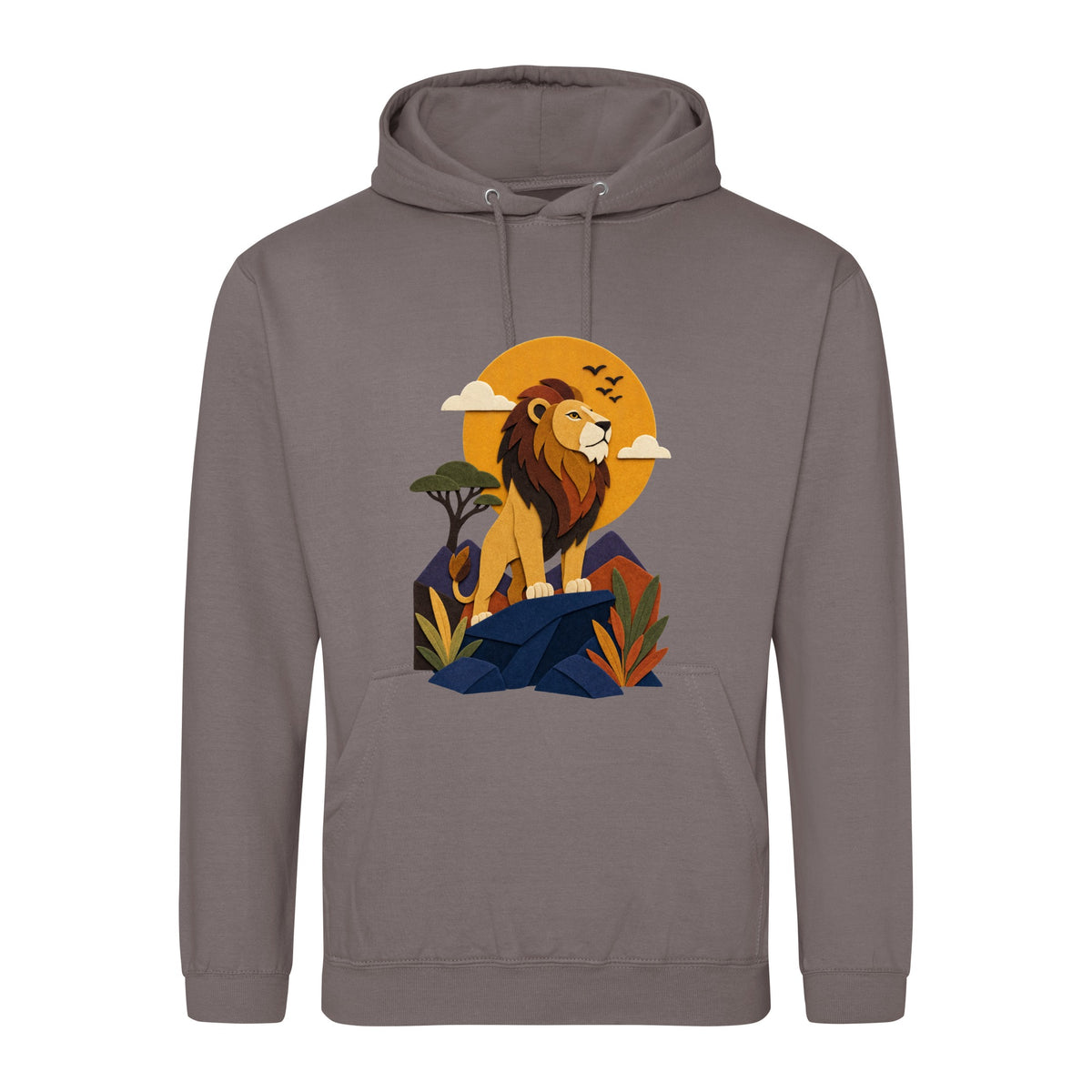 Lion on the Lookout Adult Hoodie - Felt & Fauna Mocha Brown colour variant image
