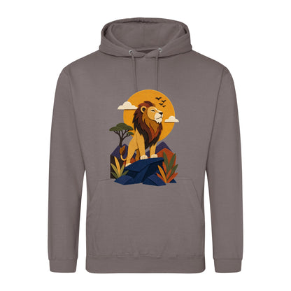 Lion on the Lookout Adult Hoodie - Felt & Fauna Mocha Brown colour variant image