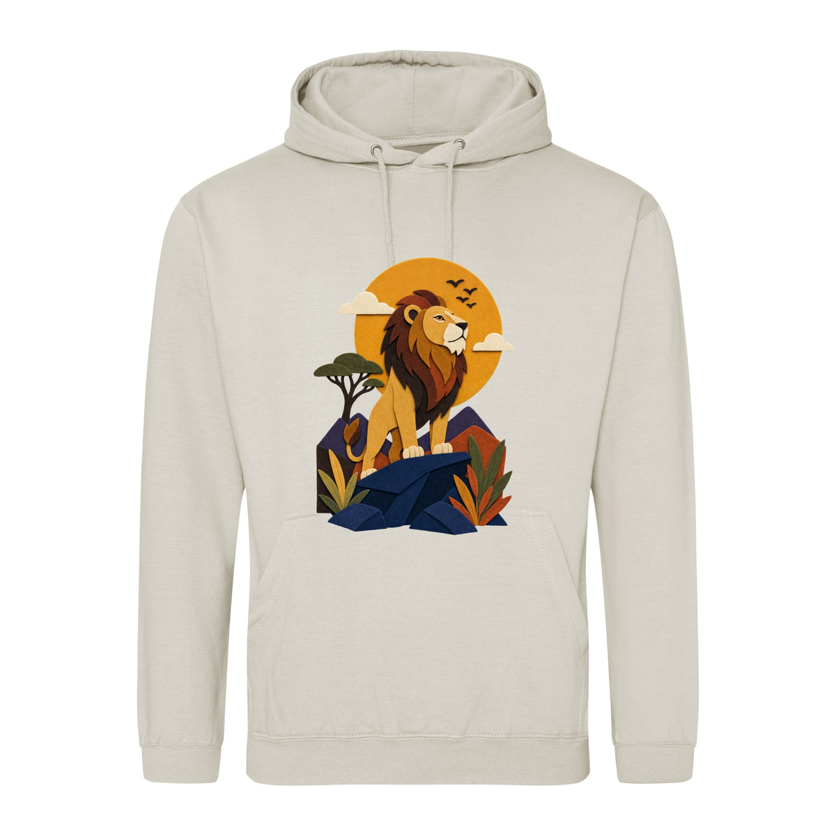 Lion on the Lookout Adult Hoodie - Felt & Fauna Natural Stone colour variant image