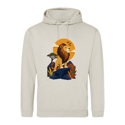 Lion on the Lookout Adult Hoodie - Felt & Fauna Natural Stone colour variant image