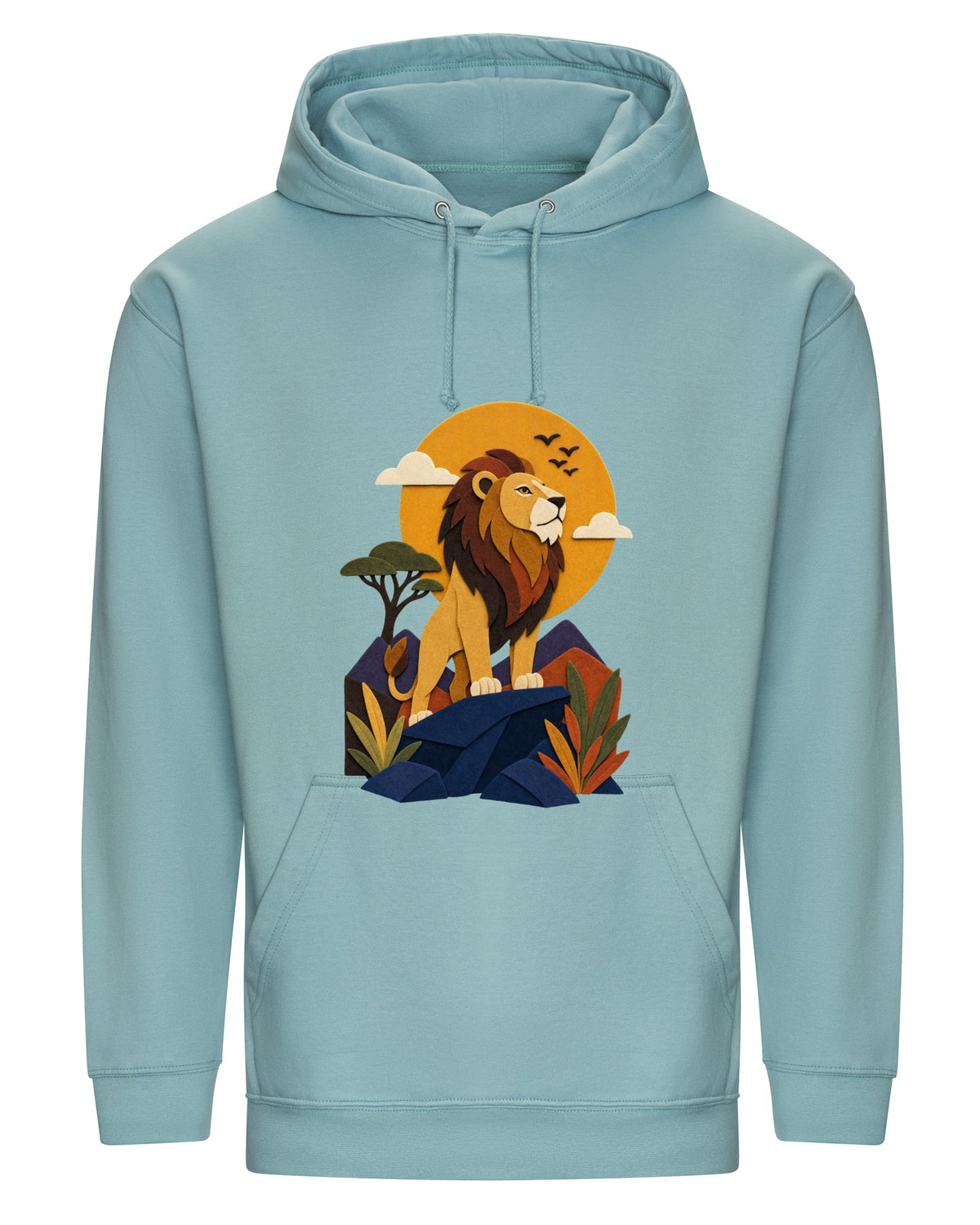 Lion on the Lookout Adult Hoodie - Felt & Fauna Seafoam colour variant image