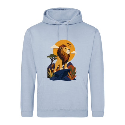Lion on the Lookout Adult Hoodie - Felt & Fauna Sky Blue colour variant image