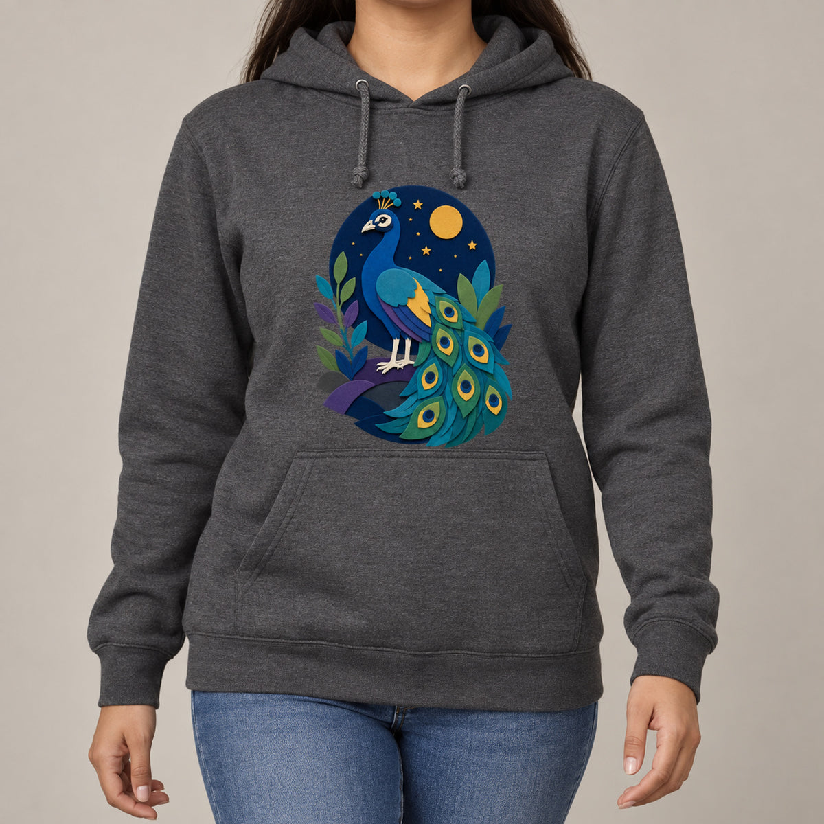 Peacock at Midnight Adult Hoodie - Felt & Fauna lead image