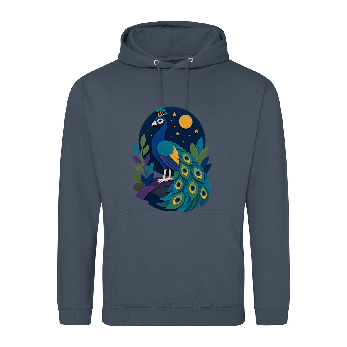 Peacock at Midnight Adult Hoodie - Felt & Fauna Airforce Blue colour variant image