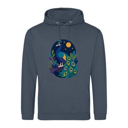 Peacock at Midnight Adult Hoodie - Felt & Fauna Airforce Blue colour variant image