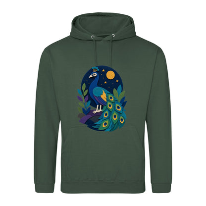Peacock at Midnight Adult Hoodie - Felt & Fauna Bottle Green colour variant image
