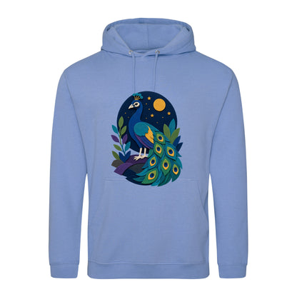 Peacock at Midnight Adult Hoodie - Felt & Fauna Cornflower Blue colour variant image