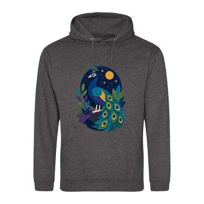 Peacock at Midnight Adult Hoodie - Felt & Fauna Charcoal colour variant image